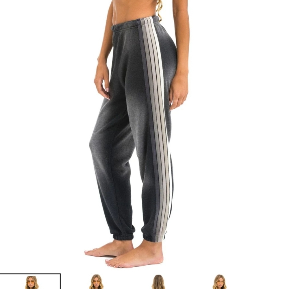 Aviator Nation 5 Stripe Sweatpants Joggers Faded Black